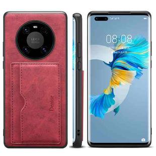 For Huawei Mate 60 Pro Denior PU Single Card Slot Holder Phone Case(Red)