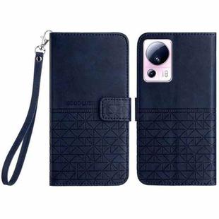 For Xiaomi 13 Lite Rhombic Texture Leather Phone Case with Lanyard(Blue)