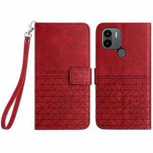 For Xiaomi Redmi A2+ / A1+ Rhombic Texture Leather Phone Case with Lanyard(Red)