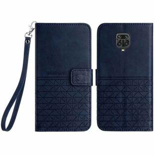 For Xiaomi Redmi Note 9S Rhombic Texture Leather Phone Case with Lanyard(Blue)