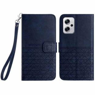 For Xiaomi Redmi Note 11T Pro Rhombic Texture Leather Phone Case with Lanyard(Blue)