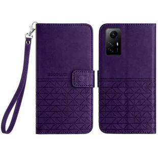 For Xiaomi Redmi Note 12S Rhombic Texture Leather Phone Case with Lanyard(Purple)