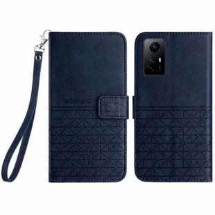 For Xiaomi Redmi Note 12S Rhombic Texture Leather Phone Case with Lanyard(Blue)