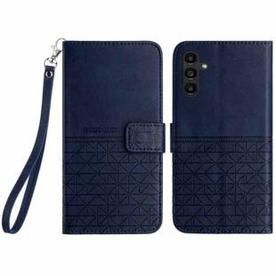 For Samsung Galaxy A14 Rhombic Texture Leather Phone Case with Lanyard(Blue)