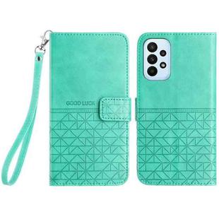 For Samsung Galaxy A23 Rhombic Texture Leather Phone Case with Lanyard(Green)
