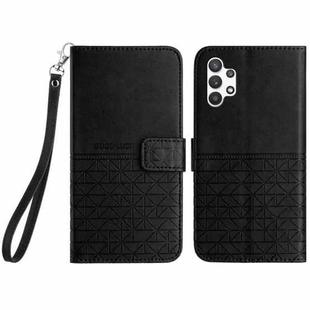 For Samsung Galaxy A32 4G Rhombic Texture Leather Phone Case with Lanyard(Black)