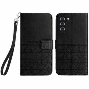 For Samsung Galaxy S21 5G Rhombic Texture Leather Phone Case with Lanyard(Black)