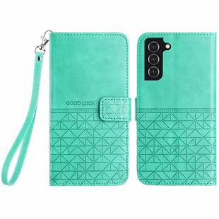 For Samsung Galaxy S21 5G Rhombic Texture Leather Phone Case with Lanyard(Green)