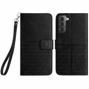 For Samsung Galaxy S21 FE 5G Rhombic Texture Leather Phone Case with Lanyard(Black)