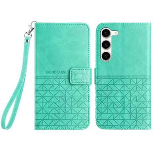 For Samsung Galaxy S23+ 5G Rhombic Texture Leather Phone Case with Lanyard(Green)