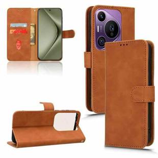 For Huawei Pura 70 Pro Skin Feel Magnetic Flip Leather Phone Case(Brown)