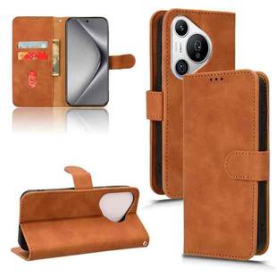 For Huawei Pura 70 Skin Feel Magnetic Flip Leather Phone Case(Brown)