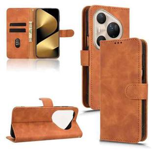 For Huawei Pura 80 Ultra 5G Skin Feel Magnetic Flip Leather Phone Case(Brown)