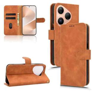 For Huawei Pura 80 5G Skin Feel Magnetic Flip Leather Phone Case(Brown)