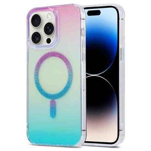 For iPhone 14 Pro Magic Diamond Blu-ray MagSafe Phone Case(Purple Blue Gradient)
