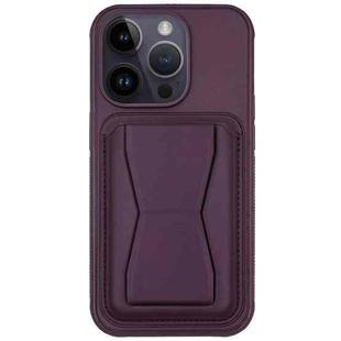 For iPhone 14 Pro Max Leather Card Holder TPU Phone Case(Dark Purple)