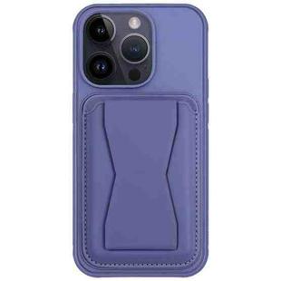 For iPhone 14 Pro Leather Card Holder TPU Phone Case(Light Purple)
