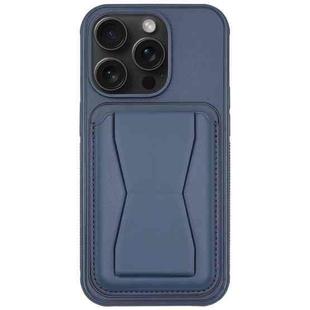 For iPhone 13 Pro Max Leather Card Holder TPU Phone Case(Navy Blue)