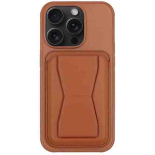 For iPhone 13 Pro Leather Card Holder TPU Phone Case(Brown)