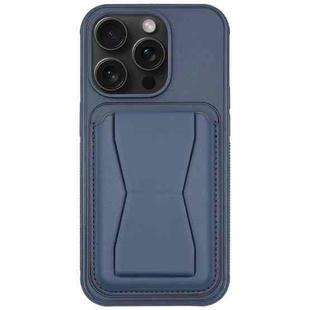 For iPhone 13 Pro Leather Card Holder TPU Phone Case(Navy Blue)