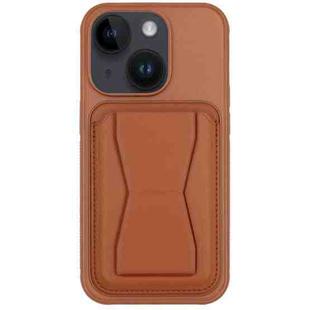 For iPhone 13 Leather Card Holder TPU Phone Case(Brown)