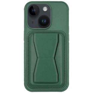 For iPhone 13 Leather Card Holder TPU Phone Case(Dark Green)
