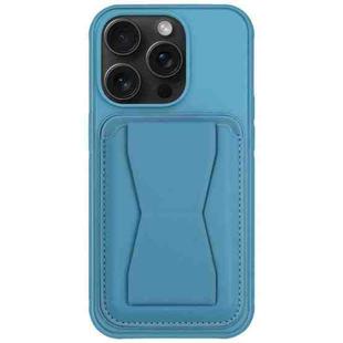For iPhone 12 Pro Max Leather Card Holder TPU Phone Case(Light Blue)