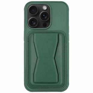 For iPhone 12 Pro Max Leather Card Holder TPU Phone Case(Dark Green)