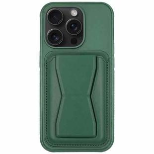 For iPhone 12 Pro Leather Card Holder TPU Phone Case(Dark Green)