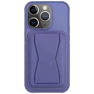 For iPhone 11 Pro Max Leather Card Holder TPU Phone Case(Light Purple)