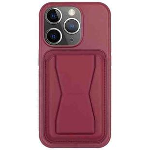 For iPhone 11 Pro Max Leather Card Holder TPU Phone Case(Wine Red)