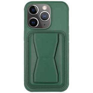For iPhone 11 Pro Max Leather Card Holder TPU Phone Case(Dark Green)