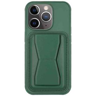 For iPhone 11 Pro Leather Card Holder TPU Phone Case(Dark Green)