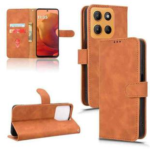 For Motorola Moto G15 4G Skin Feel Magnetic Flip Leather Phone Case(Brown)