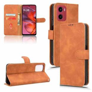 For Motorola Moto G05 / E15 Skin Feel Magnetic Flip Leather Phone Case(Brown)