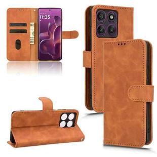 For Motorola Edge 60 Pro Skin Feel Magnetic Flip Leather Phone Case(Brown)
