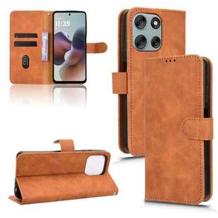 For Motorola Moto G56 5G Skin Feel Magnetic Flip Leather Phone Case(Brown)