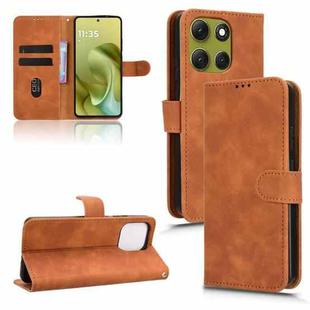 For Motorola Moto G86 Power 5G Skin Feel Magnetic Flip Leather Phone Case(Brown)