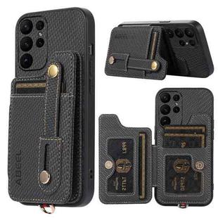 For Samsung Galaxy S23 Ultra 5G ABEEL Carbon Fiber RFID Card Holder Phone Case(Black)