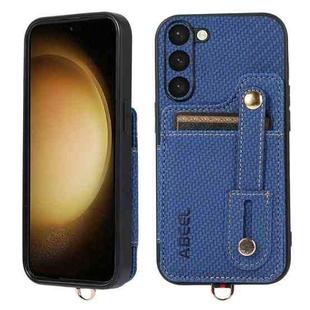 For Samsung Galaxy S23+ 5G ABEEL Carbon Fiber RFID Card Holder Phone Case(Blue)