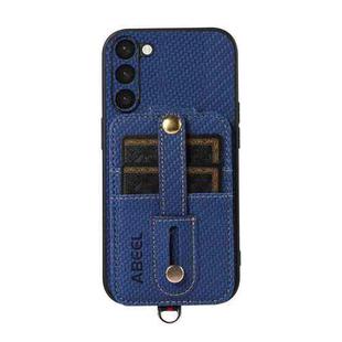 For Samsung Galaxy S23+ 5G ABEEL Carbon Fiber RFID Card Holder Phone Case(Blue)