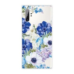 For Samsung Galaxy Note 10+ Shockproof Painted TPU Protective Case(Blue White Roses)