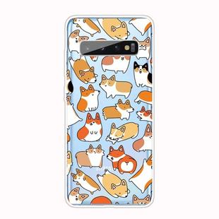 For Samsung Galaxy S10+ Shockproof Painted TPU Protective Case(Corgis)