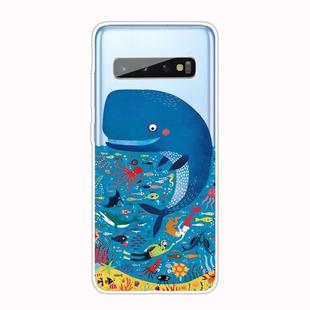 For Samsung Galaxy S10+ Shockproof Painted TPU Protective Case(Whale Seabed)