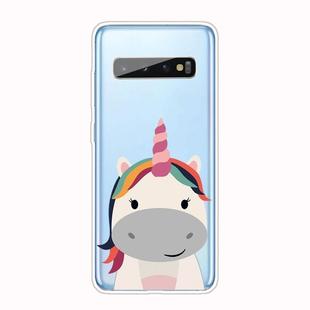 For Samsung Galaxy S10+ Shockproof Painted TPU Protective Case(Fat Unicorn)