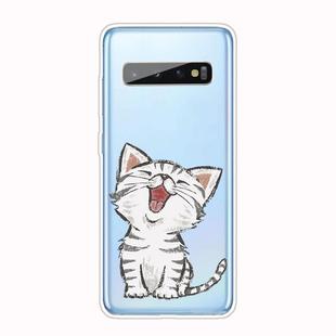 For Samsung Galaxy S10+ Shockproof Painted TPU Protective Case(Laughing Cat)