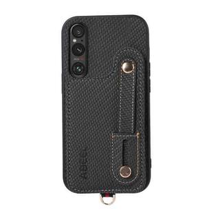 For Sony Xperia 1 V ABEEL Carbon Fiber RFID Card Holder Phone Case(Black)