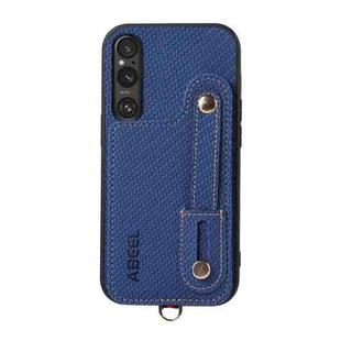For Sony Xperia 1 V ABEEL Carbon Fiber RFID Card Holder Phone Case(Blue)