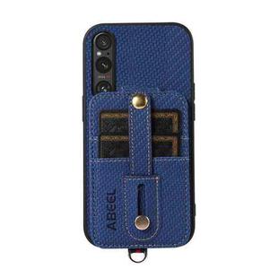 For Sony Xperia 1 V ABEEL Carbon Fiber RFID Card Holder Phone Case(Blue)