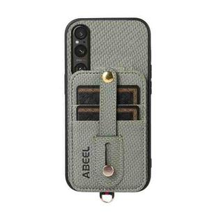 For Sony Xperia 1 V ABEEL Carbon Fiber RFID Card Holder Phone Case(Green)